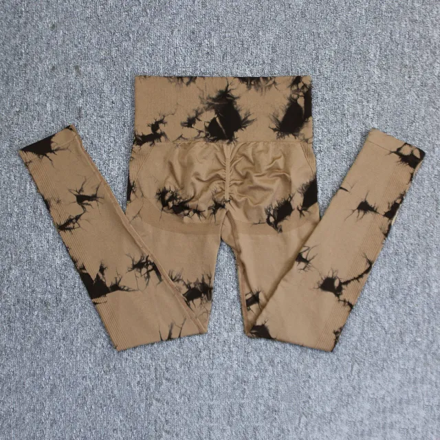 Women's Printed Tie dye Seamless Skinny Yoga Pants Black Champagne Blackchampagne - Shop at LoveMi