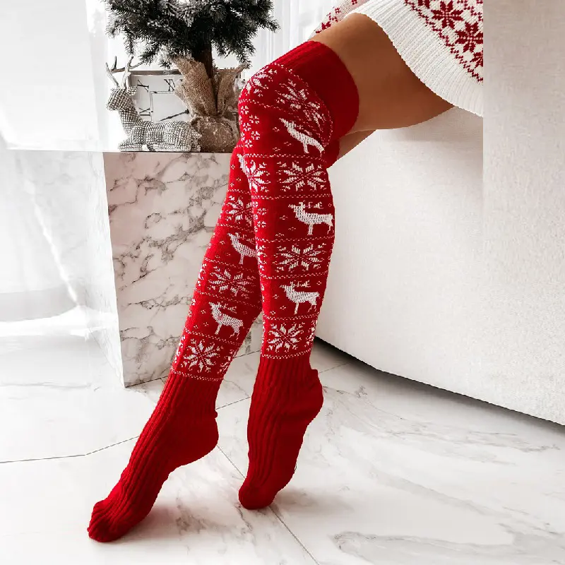 Winter Christmas Warm Knitted Women Stocking Beautiful