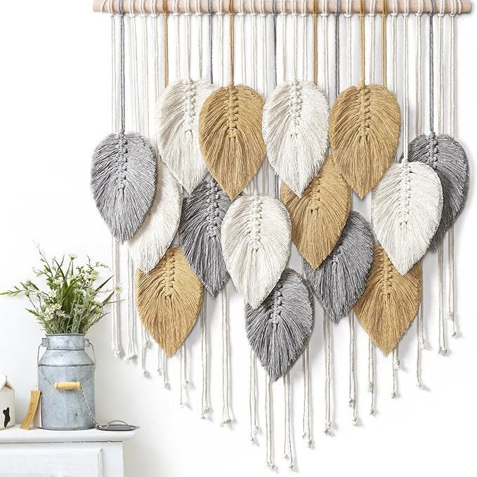Handwoven Leaf Tassel Wall Hanging, picture 7 of 12