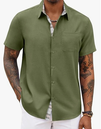 Loose-fitting Solid-color Linen Shirt For Men 8