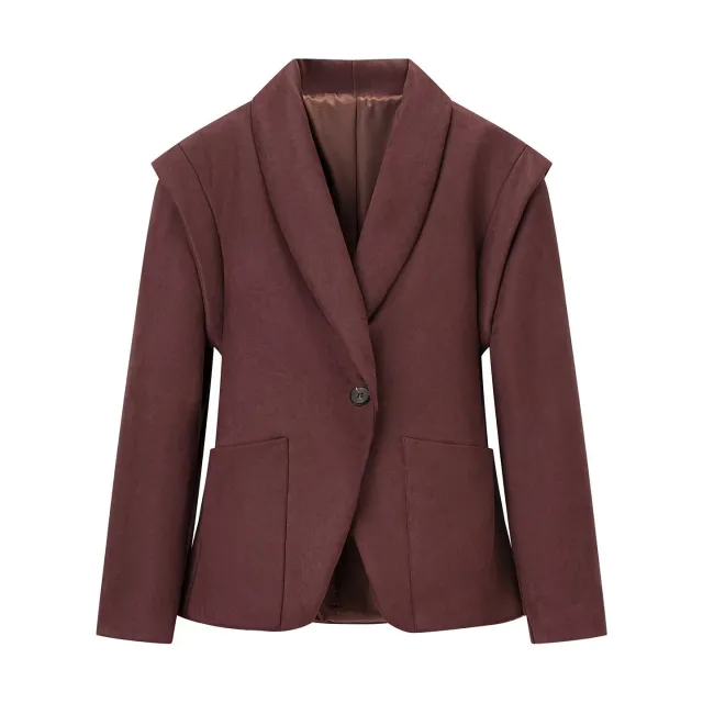 Retro Lapels Suede Waist controlled Long Sleeves Jacket Coat Dark Brown Jacket - Shop at LoveMi