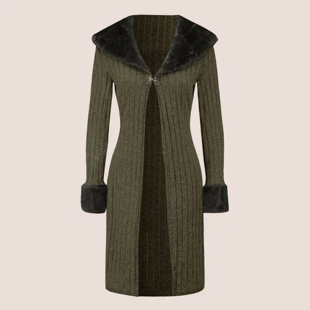 Slim Fit Slimming Knitted Casual Top Trench Coat Green - Shop at LoveMi
