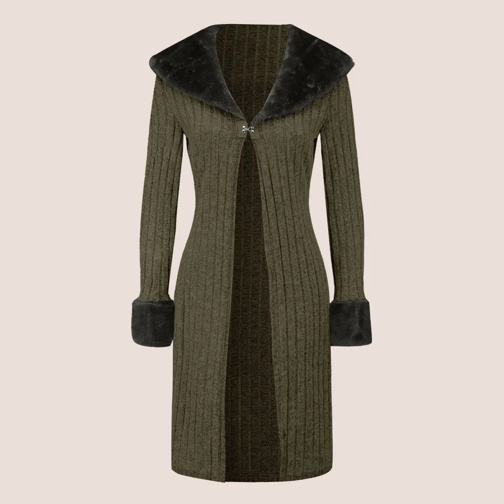 Slim Fit Slimming Knitted Casual Top Trench Coat - Army Green