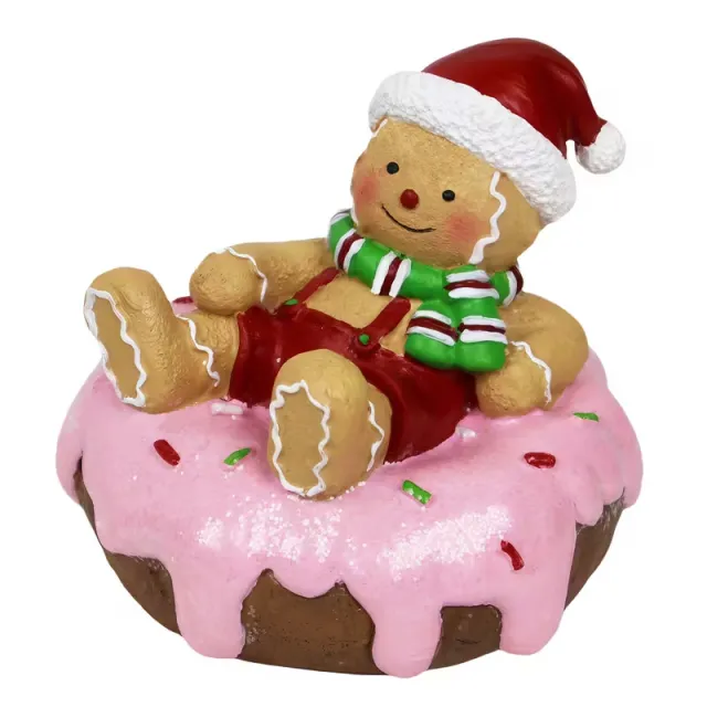 Hand Drawn Cartoon Resin Christmas Decorations Gingerbread Man Pink - Shop at LoveMi