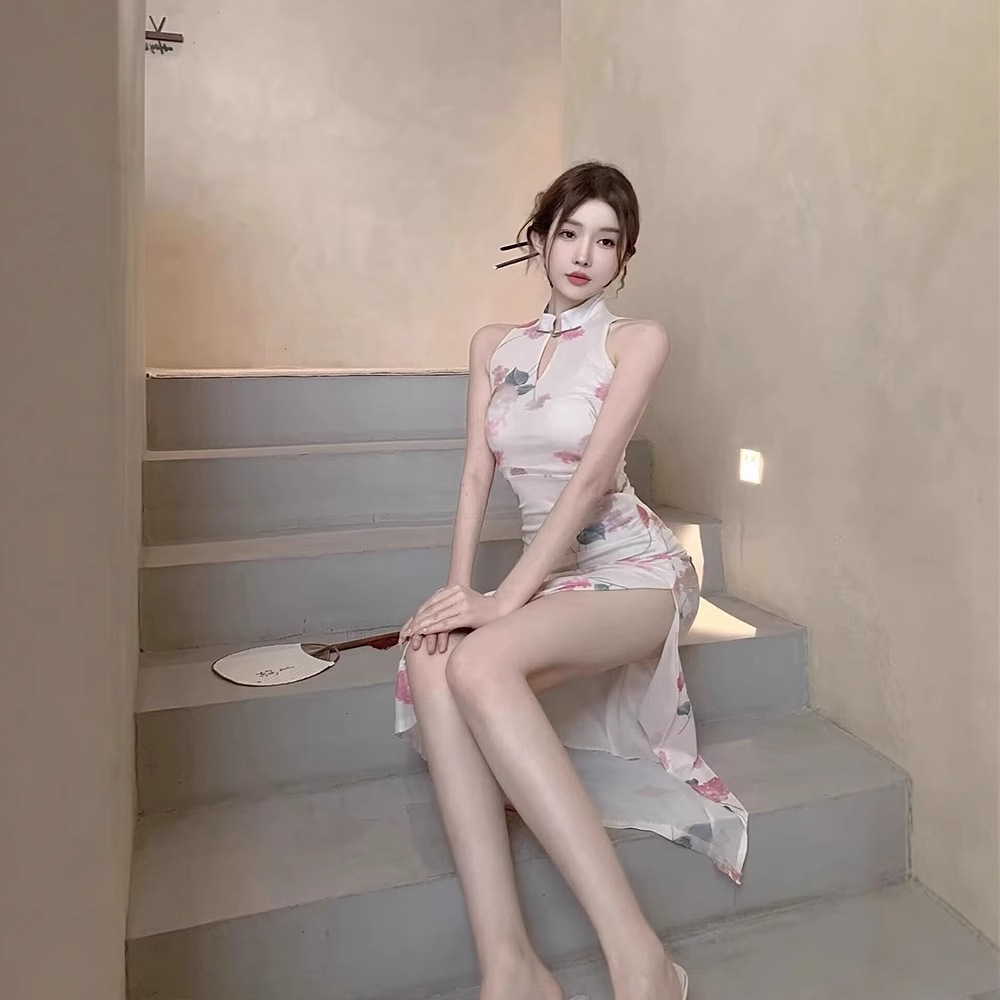 Chinese Style Improved Cheongsam Dress Sexy Tight Split Hip