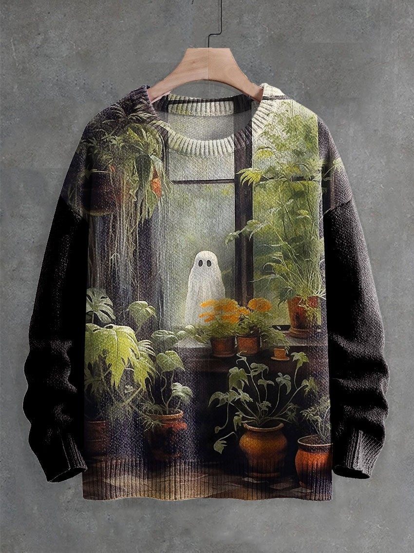 Suéter estampado de terror con patrón de fantasmas - Imagen 11 de 17