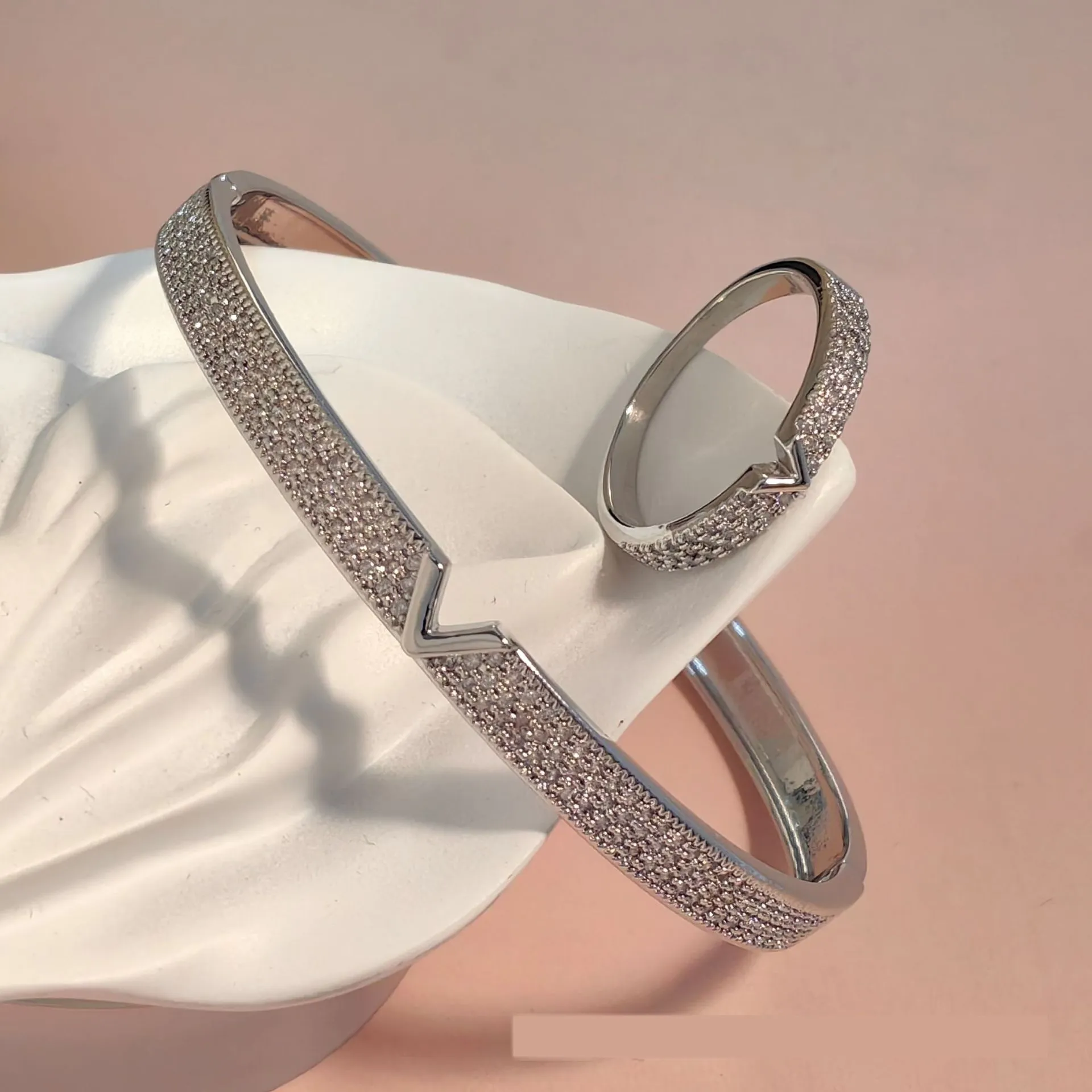 V-shaped 18K Genuine Gold Electroplated Bracelet Ring