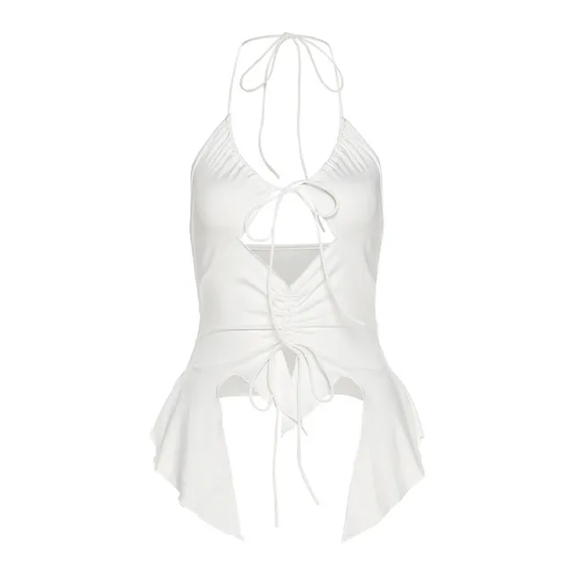 Summer New Women's Solid Color Slim fit Chest wrapped Halter Type Sling Small Tank Top Top White - Shop at LoveMi