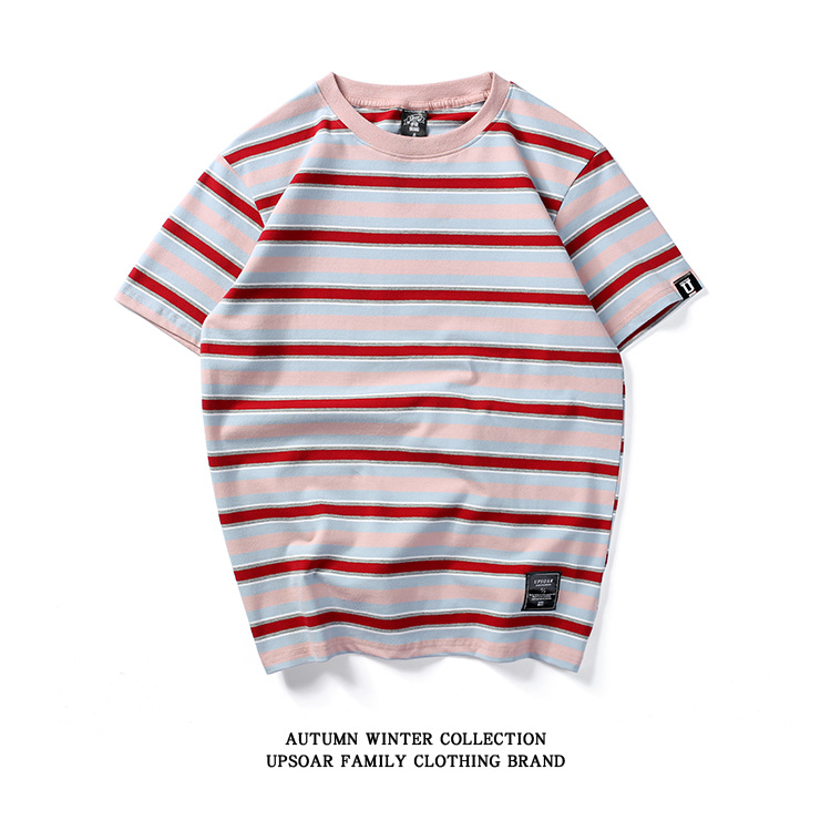 Title 3, Contrast stripes short sleeve shirt, a comforta...