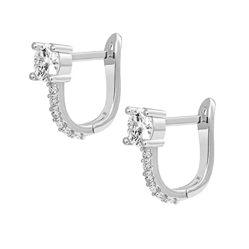 U-shaped European And American Ear Clips With Row Of Diamonds, Horseshoe Design