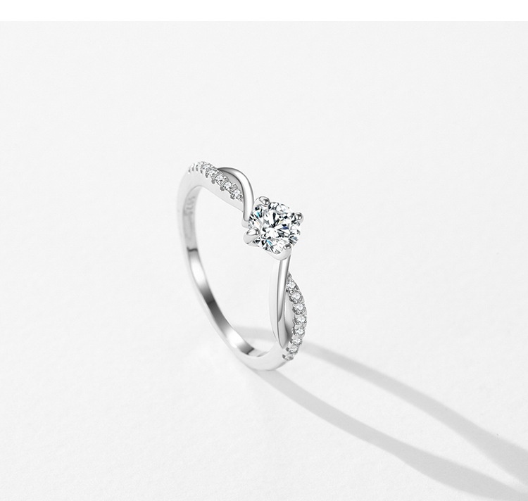 S925 Sterling Silver 1 Karat Ring Female European And American Entry Lux Elegant Twisted Arm Closed