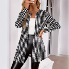 Spring And Autumn Two Seasons Women's Printed Coat Round Neck Small Suit - Picture Color-L - View 1