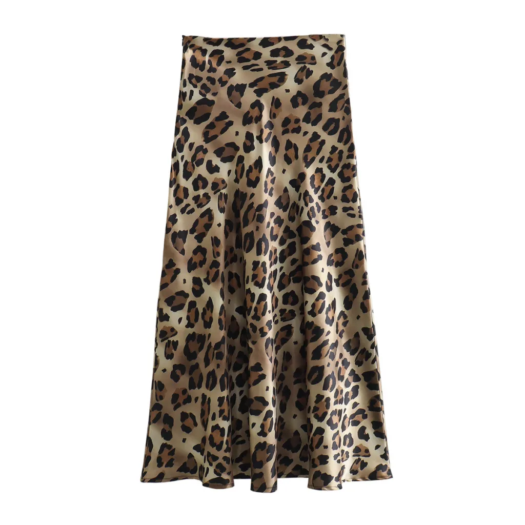 Women's Fashionable Elegant Silk Satin Skirt - Animal Pattern-L