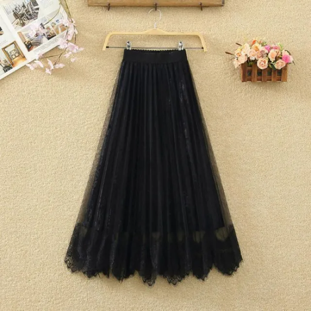 Pleuche Pleated Skirt Women's Autumn And Winter Black - Shop at LoveMi
