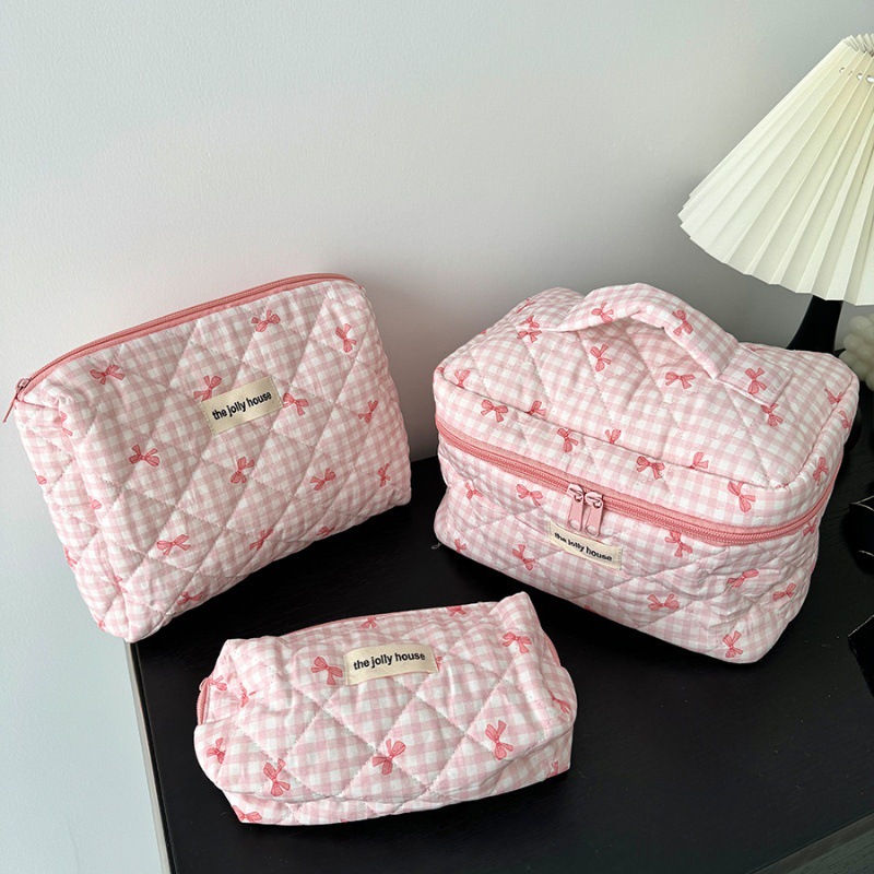 Title 9, Plaid Bow Cosmetic Bag Large Capacity Portable ...