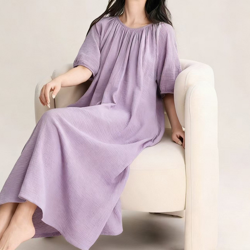 Womens Crew-neck Mid-length Loose Casual Loungewear Dress Set