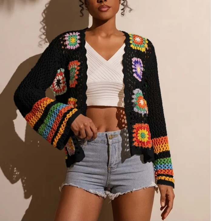 Hand-Crocheted Knitted Cardigan for Women