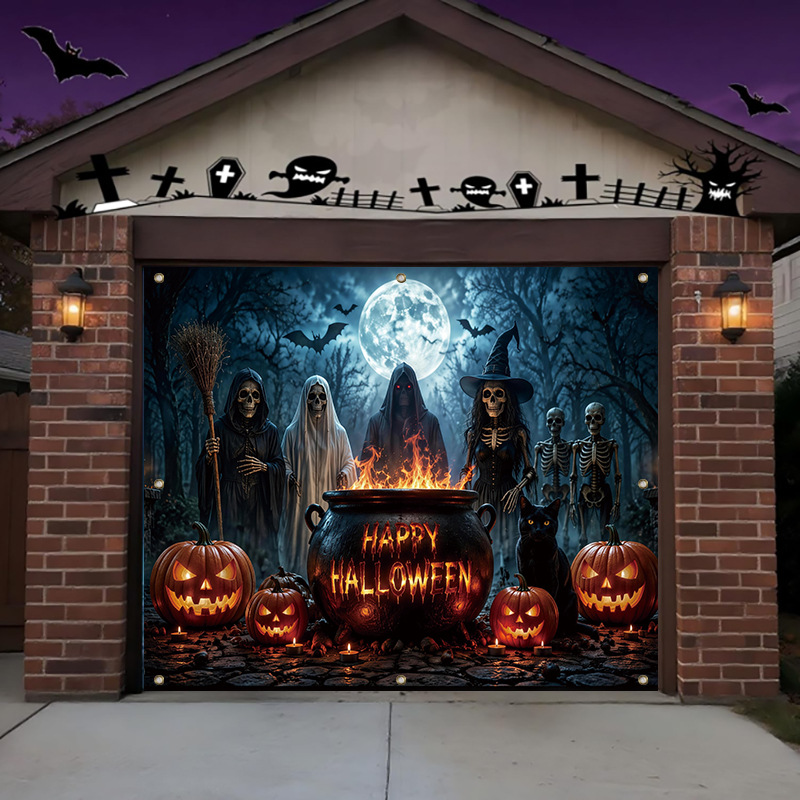 Skull Pumpkin Lantern Decorative Banner
