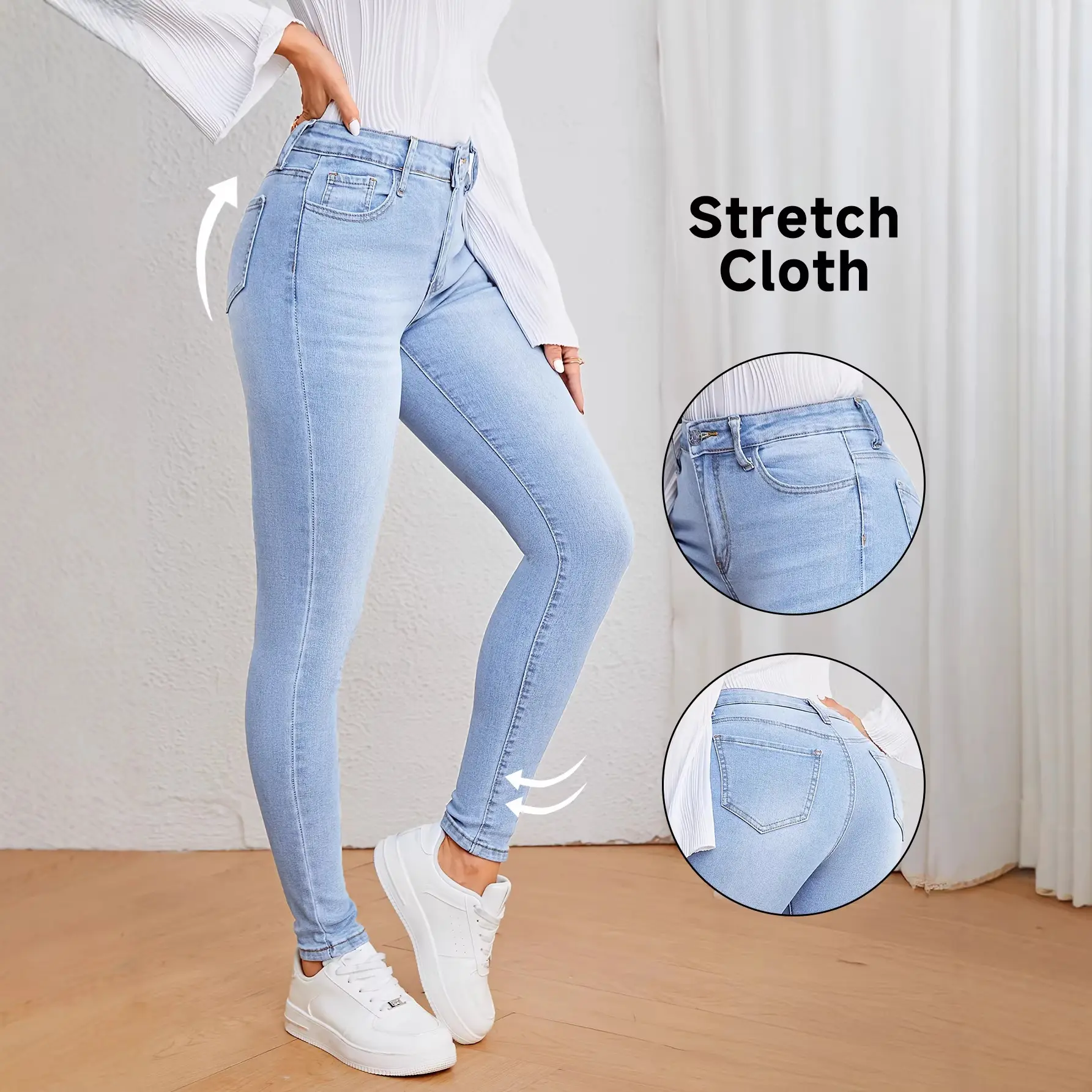 Fashionable Womens Stretchy Slim-Fit Denim Bootcut Pants