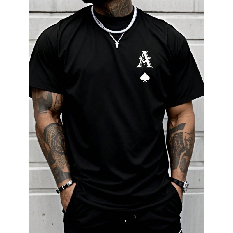 Men's Casual Letter Print Round Neck T-Shirt, Su thumbnail 6