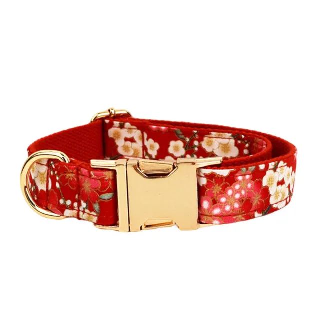 Japanese Floral Dog Collar Alloy Buckle Hand Holding Rope Pet Collar Dog Collar - Shop at LoveMi