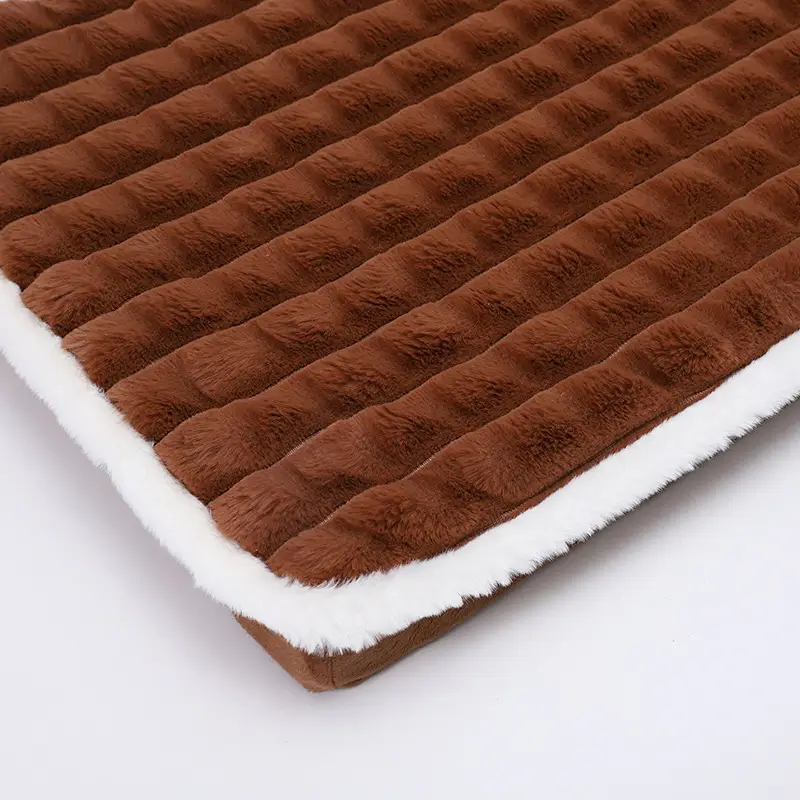 Large Grid Rabbit Fur Pet Floor Mat