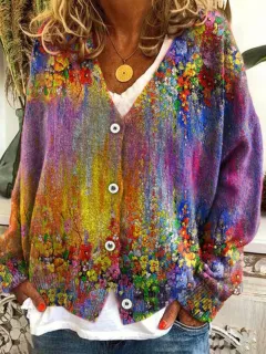 Abstract Printing Casual Cloak Coat Cardigan Sweater - Ding638-4Xl - View 1