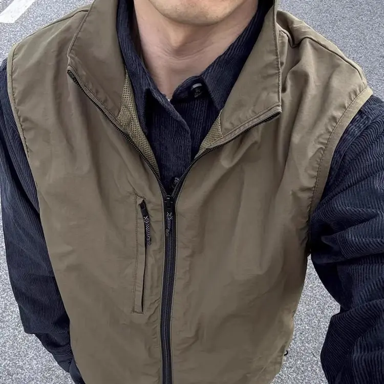 Olive-green Shirt Layered With A Trendy Brand