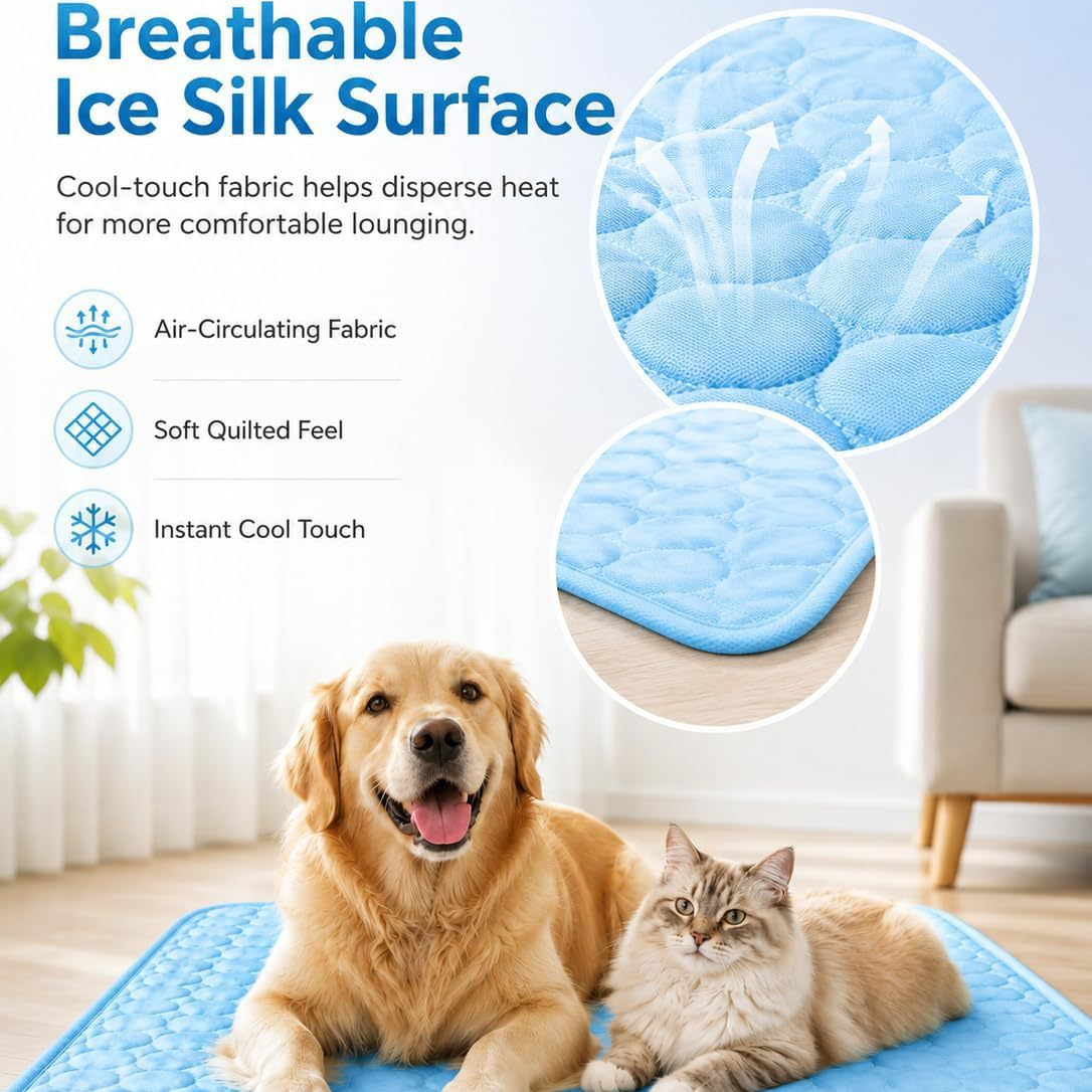 Cooling Pet Sleeping Mat - Breathable Sofa Cushion for Dogs and Cats - Summer Heat Relief Bed Pad