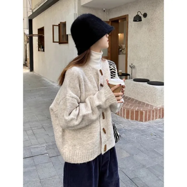 Idle Style Knitted Cardigan Outerwear Top Beige - Shop at LoveMi