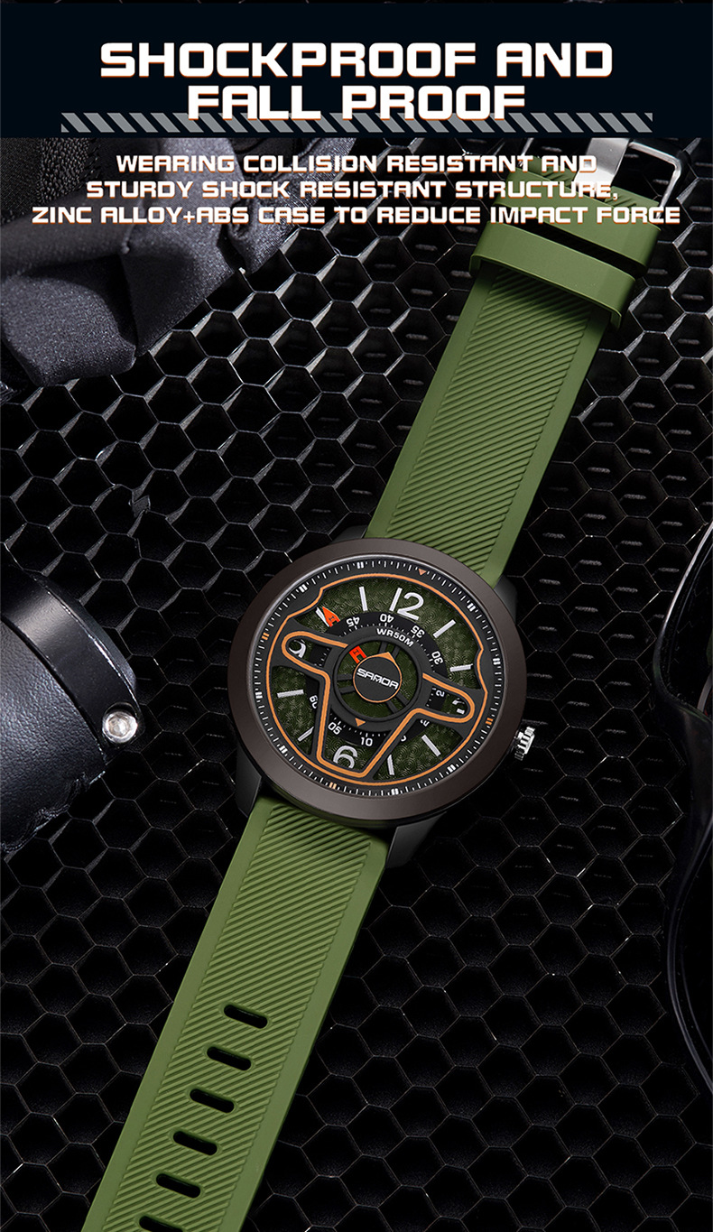 Sanda 9023 Creative Steering Wheel Quartz watch for Men