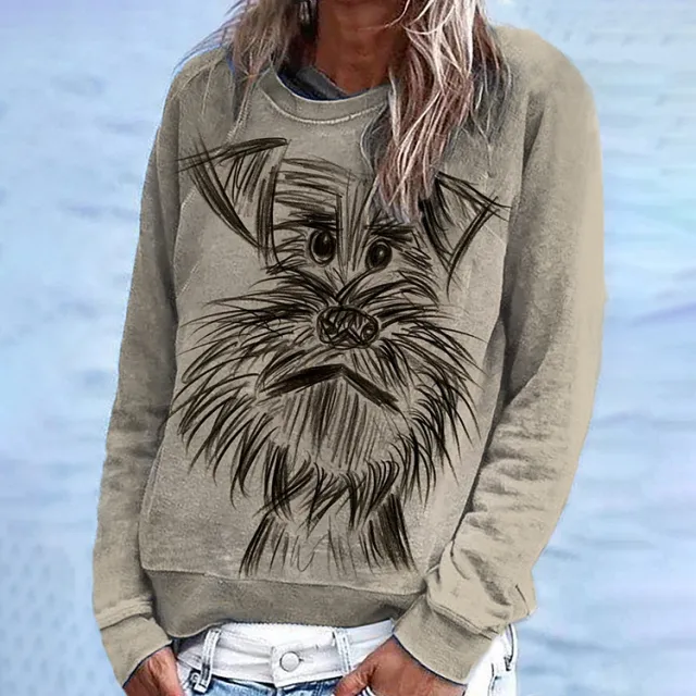 Cute Cat Creative Printing Women's Long Sleeve Crew Neck Sweater Hooy52 M - Shop at LoveMi