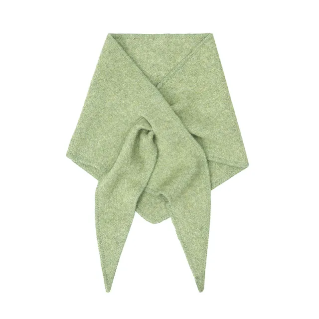 New Korean Style Wool Knitted Triangle Shawl Scarf Matcha - Shop at LoveMi