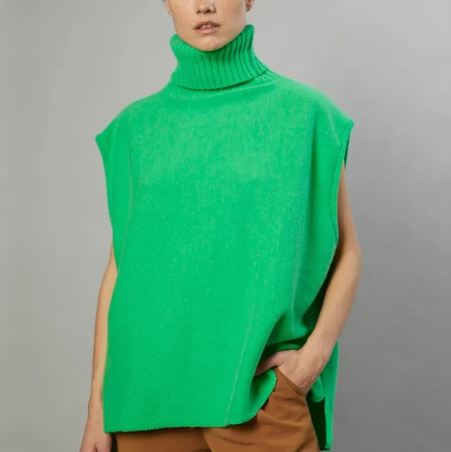Women's Turtleneck Sleeveless Top Fashion Casual Sweater Green - Shop at LoveMi