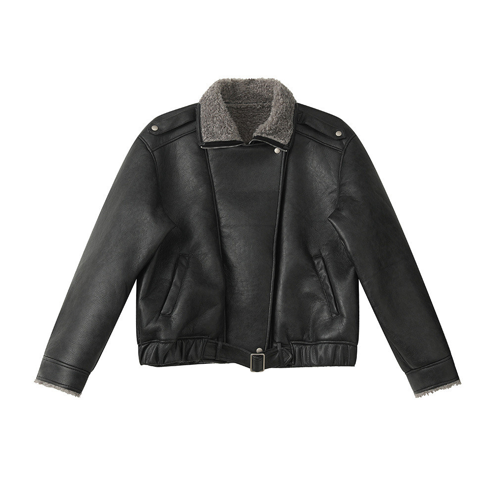 Turn-down Collar Fur-lined Thickened Warm Jacket Coat