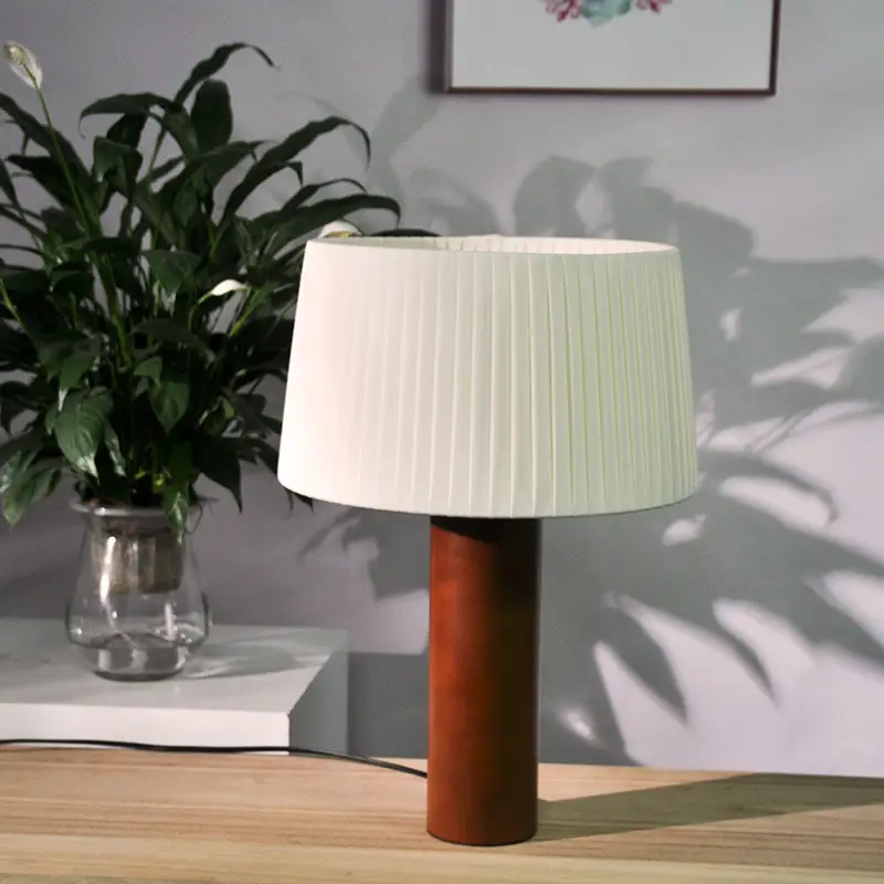 Pleated Table Living Room Study Bedroom Style Korean Style Solid Wood Bedside Lamp