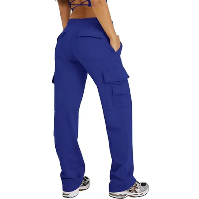 Multi pocket Cargo Pants Casual Loose Sports Fitness Wide Leg Pants Blue - Shop at LoveMi