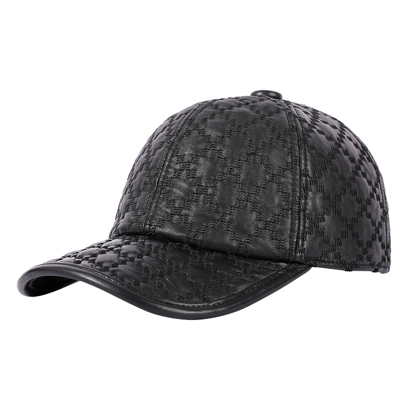 Full-grain Sheepskin Korean Style Small Plaid Hat Men — foto 7