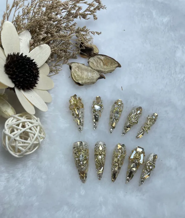 Handmade Wear Nail Luxury Elegant Advanced Heavy Industry Long Manicure Long Tip - Shop at LoveMi