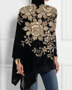 Women's Long Sleeve Turtleneck Irregular T-shirt 3d Printing - S941721110-M - View 1