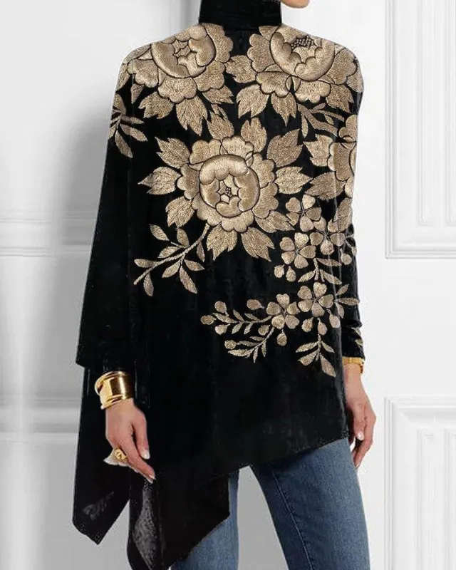 Women's Long Sleeve Turtleneck Irregular T shirt 3d Printing S941721110 Xxxl - Shop at LoveMi