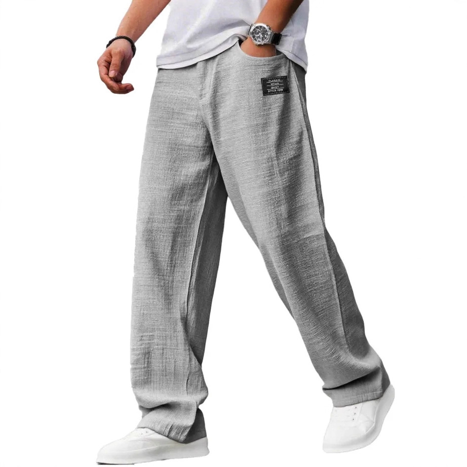 Men's Casual Logo Drawstring Loose Elastic-Waist Pants With Pockets