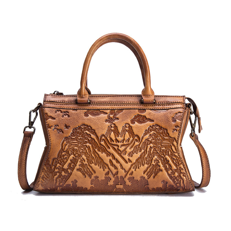 Cowhide Embossed Shoulder Tote
