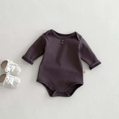 Newborn Clothes Baby Spring And Autumn Solid Color Long Sleeve Butt Wrap Clothes