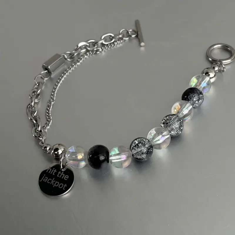 Sweet Cool Personality Round Card Stitching Burst Beads Bracelet