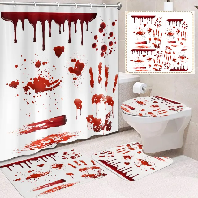 Horror Blood Skull Digital Printing Bathroom Curtain 15Style - Shop at LoveMi
