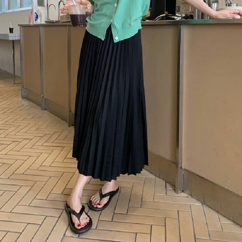 New Summer High Waist Slimming Small Mid length Dress Black - Shop at LoveMi