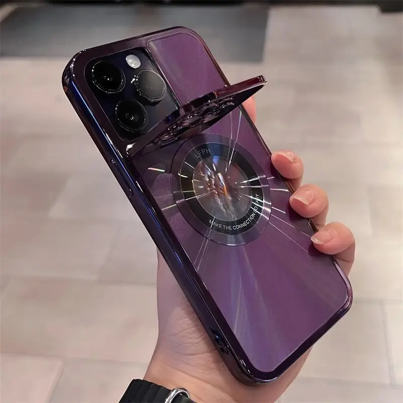 Magnetic Phone Case Invisible Bracket Electroplating Protective