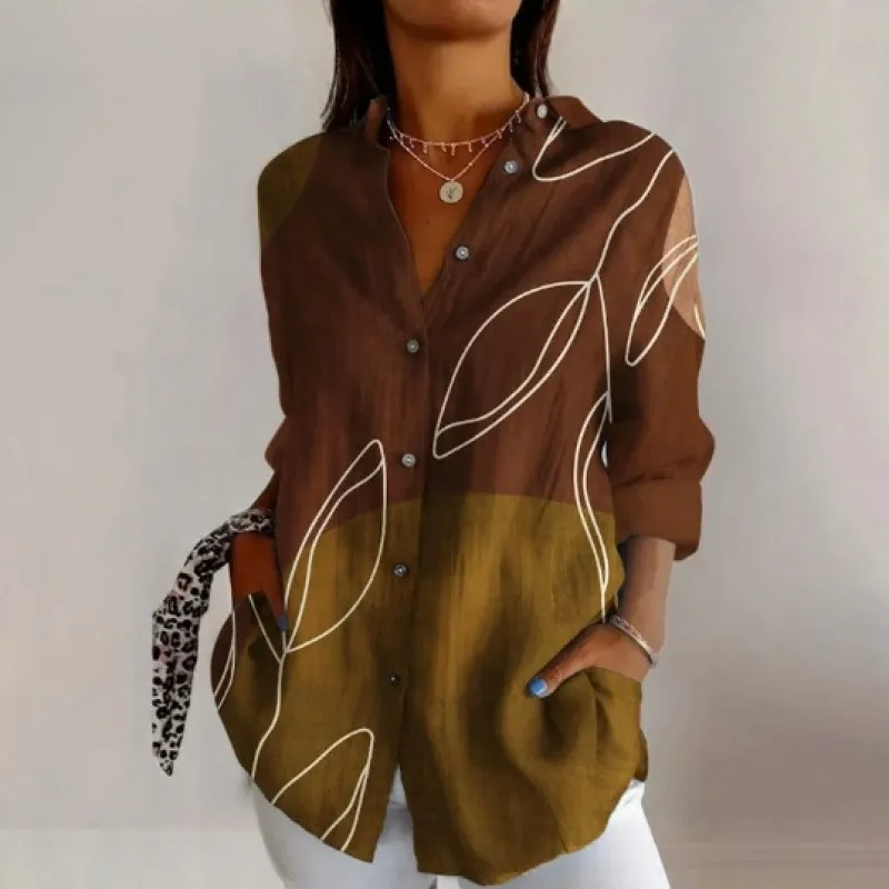 Printed Autumn Leisure Loose Shirt Women's Top - Dy59216-3Xl