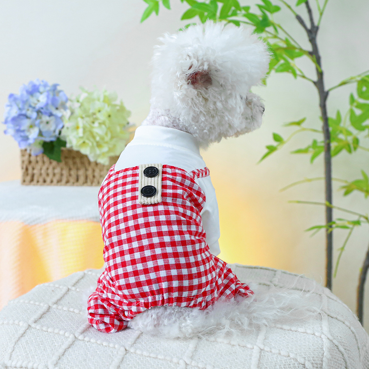 Fashion Personalized Pet Dog Plaid Overalls